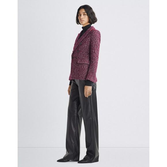 Rag&Bone Preston Double Breasted Blazer Boucle Tweed Wool Burgundy US 8 - Picture 4 of 16